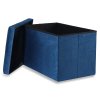 XL skladací puf s gombíkmi - 60x38x38cm zamatová tmavomodrá x 4