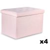 XL skladací puf s gombíkmi - 60x38x38cm zamatová ružová x 4