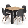 NP 80x80 Artisan stôl čierne nohy + 4 stoličky OSAKA čierne prírodné nohy