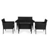 Súprava záhradného nábytku s povrchovou úpravou pripomínajúcou ratan - lavica, stôl, stoličky čierna