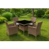 Súprava záhradného nábytku s povrchovou úpravou pripomínajúcou ratan - 4 stoličky + stôl