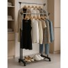 Univerzálny dvojitý voľne stojaci vešiak na oblečenie s nastaviteľnou výškou, kolieskami, 2 koľajničkami