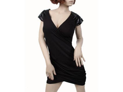 DERÉON dámské šaty černé s koženkou