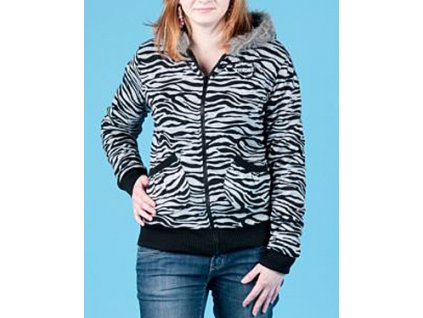 Spoiled dámská černošedá bunda se vzorem zebra