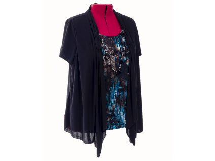 Perseption dámská halenka černá s tyrkysovým vzorem