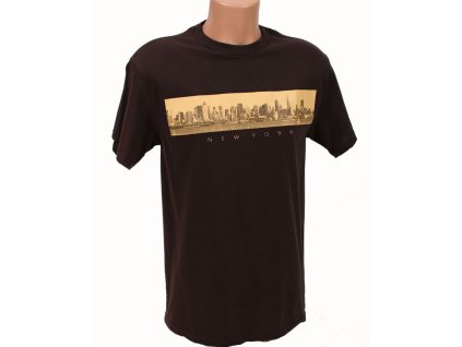 DELTA APPAREL pánské tričko hnědé s NY