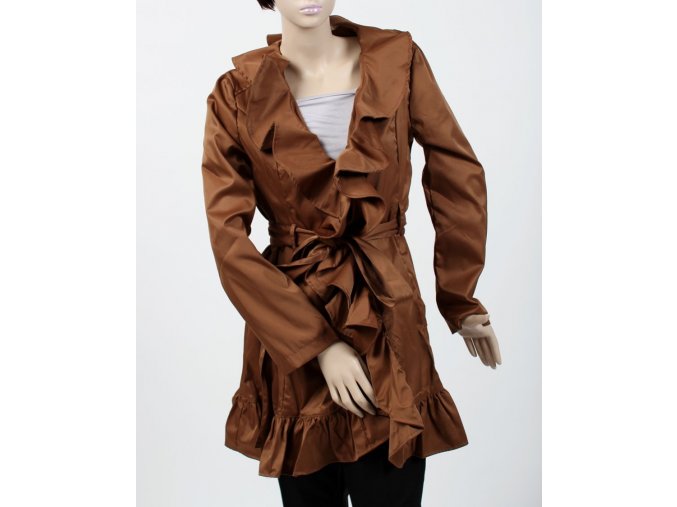 Trendology dámské sako/kabátek hnědé světlé s volány