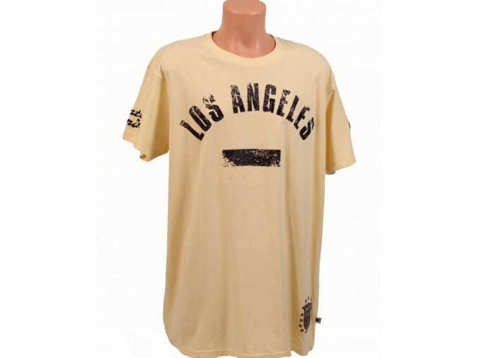 ANTIK DENIM pánské tričko světle žluté - LOS ANGELES