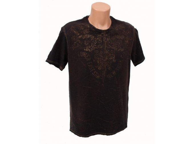 DKNY pánské tričko hnědé batikované s tribal vzorem