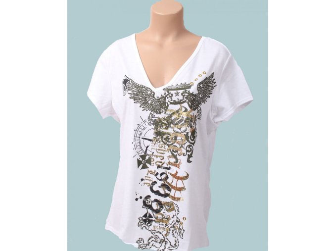 Rocawear dámske tričko bílé s tribal vzorem