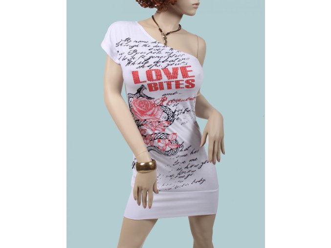 ROCAWEAR dámské letní šaty bílé s ornamentem na jedno rameno