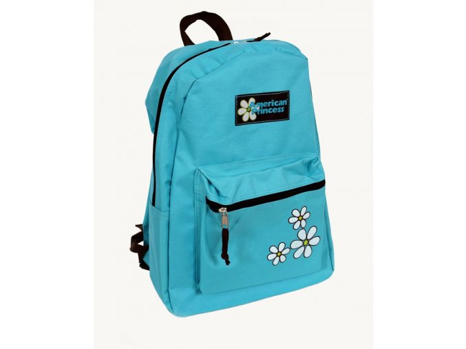 AMERICAN PRINCESS dětský batoh světle modrý s květinkami