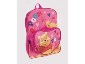 DISNEY dětský batoh růžový s medvídkem PÚ a odepínací kapsičkou