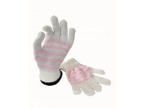 FADED GLORY dětské rukavice bílé s růžovými proužky