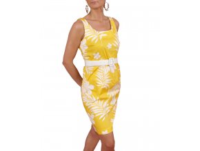 Studio AA dámské šaty žluté s bílým vzorem