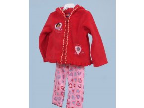 NICK JR dětská souprava, červený kabátek s kapucí a kalhoty se srdíčky