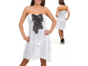 RUNES dámské letní šaty bílé s mašlí