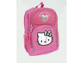 HELLO KITTY dětský/dívčí batoh růžový s kočičkou a stříbrným srdíčkem