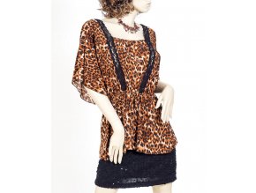 J&D Fashion dámská halenka oranžová leopard