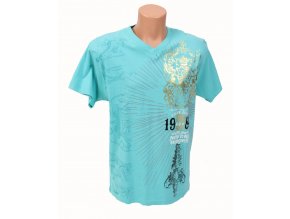 MECCA USA pánské tričko tyrkysově modré s tribal vzorem