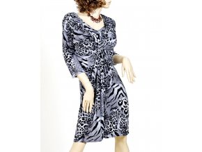 SWEET dámské šaty šedočerné leopardí