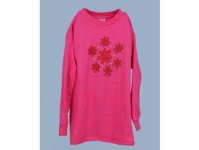 MIS TEE V-US dětské tričko růžové s květinami a s dlouhým rukávem