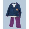 DISNEY dětská souprava 3 díly: fialové kalhoty, smetanové tričko, džínový kabátek