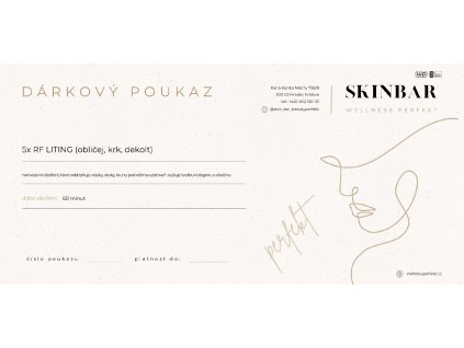 5x RADIOFREKVENČNÍ - RF lifting (obličej, krk, dekolt)