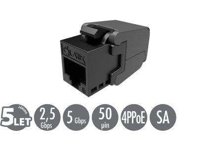 Samořezný keystone Solarix CAT6 UTP SXKJ-6-UTP-BK-SA Component Level a 4PPoE certifikace obrázok | Wifi shop wellnet.sk