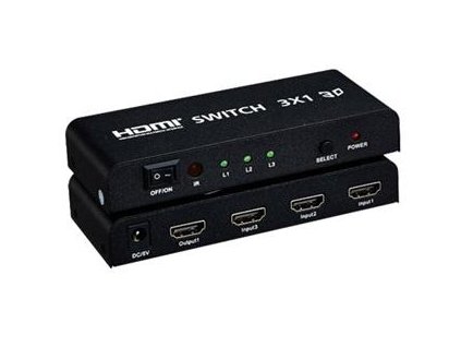 PremiumCord HDMI switch 3:1 kovový, dálkové ovl. obrázok | Wifi shop wellnet.sk