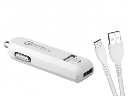 AVACOM CarMAX 2 nabíječka do auta 2x Qualcomm Quick Charge 2.0, bílá barva (USB-C kabel) obrázok | Wifi shop wellnet.sk