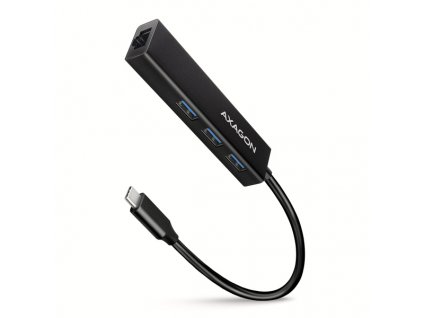 AXAGON HMC-GL3A, USB 3.2 Gen 1 hub, porty 3x USB-A + Gigabit Ethernet, kovový, kabel USB-C 20cm obrázok | Wifi shop wellnet.sk