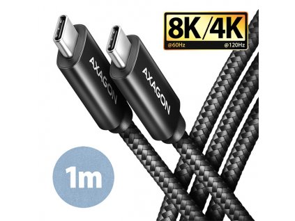 AXAGON BUCM432-CM10AB NewGEN+ kabel USB-C <-> USB-C, 1m, USB4 Gen 3×2, PD 100W 5A, 8K HD, ALU, oplet obrázok | Wifi shop wellnet.sk