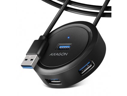 AXAGON HUE-P1AL, 4x USB 3.2 Gen 1 ROUND hub, micro USB napájecí konektor, kabel USB-A 1.2m obrázok | Wifi shop wellnet.sk
