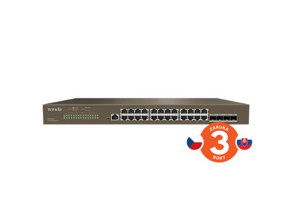 Tenda TEG3328F Gigabit L2 Managed Switch, 24x RJ45 1Gb/s, 4x SFP, STP, RSTP, MSTP, IGMP, VLAN, Rack obrázok | Wifi shop wellnet.sk