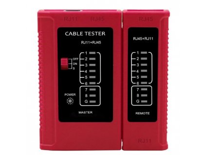 Tester UTP WS468RD, RJ45, RJ11, STP, Cat5e, Cat7, červený obrázok | Wifi shop wellnet.sk