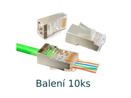 Konektor FTP RJ45EZ, Cat6 drát, 10ks licna RJ45/5SLD, průchozí síťový konektor obrázok | Wifi shop wellnet.sk