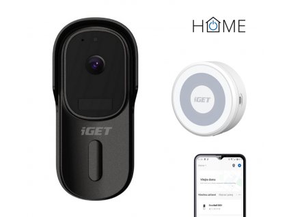 iGET HOME Doorbell DS1 Black + CHS1 White - WiFi bateriový videozvonek, set s reproduktorem, CZ app obrázok | Wifi shop wellnet.sk