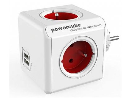 Zásuvka PowerCube ORIGINAL USB, Red, 4 rozbočka, 2x USB obrázok | Wifi shop wellnet.sk