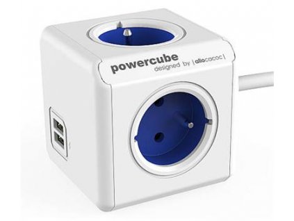 Zásuvka prodluž. PowerCube EXTENDED USB, Blue, 4 rozbočka, 2x USB, kabel 1,5m obrázok | Wifi shop wellnet.sk
