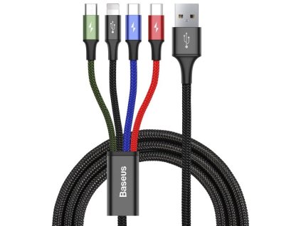 Baseus CA1T4-B01 Fast 4in1 Kabel Lightning, 2x USB-C, MicroUSB 3.5A 1.2m Black obrázok | Wifi shop wellnet.sk