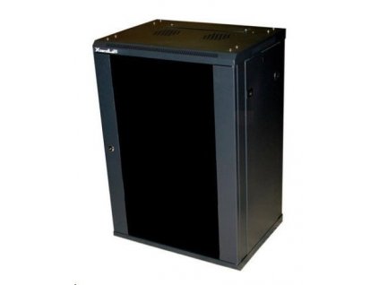 XtendLan 19" nástěnný rozvaděč 15U 600x450, nosnost 60 kg, skleněné dveře, svařovaný, černý
