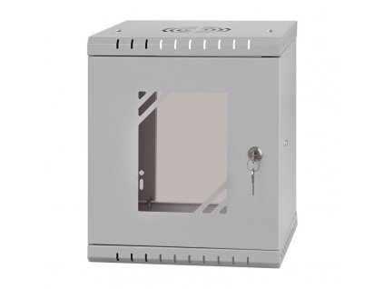 LEXI-Net 10" nástěnný rozvaděč Basic 6U 292x300, skleněné dveře, bez zad, svařovaný, šedý