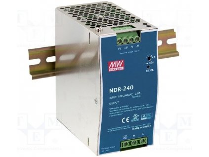 Napájací zdroj Meanwell NDR-240-24 24-28V 10A 240W impulzný na DIN lištu aktívne PFC obrázok 1 | Wifi shop wellnet.sk