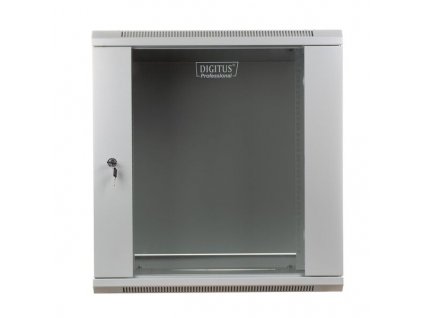 DIGITUS Wall Mount Cabinet 19" 12U 635/600/450mm, glass door, grey, unmounted obrázok 1 | Wifi shop wellnet.sk