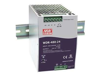 MeanWell WDR-480-48, Impulzný napájací zdroj 48V, 10A, 480W, na DIN lištu