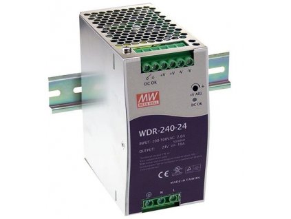 MeanWell WDR-240-24, Impulzný napájací zdroj 24V, 10A, 240W, na DIN lištu