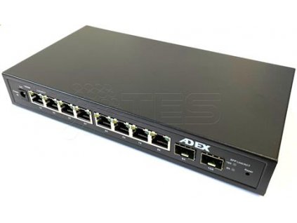 ADEX AD1000-8GPD-2FM, reverzný PoE switch, 2x SFP, 8x GLAN, 7x POE IN + 1x POE OUT, metal