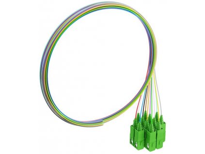 FIBRAIN Optický pigtail SC/APC (12-ks, colour) SM, G657A1, 2m, 9/125, 0.9mm, Gold, EASY-STRIP