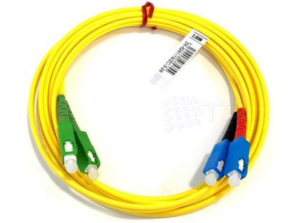 FIBRAIN Optický patchcord SC/APC - SC/PC 7m, Gold, 2.8mm, duplex, SM, G657A1